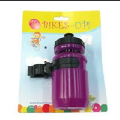 BOTTLE - Mini Water Bottle, 400cc, BIKES UP! Tie Card, With Black Adjustable Cage