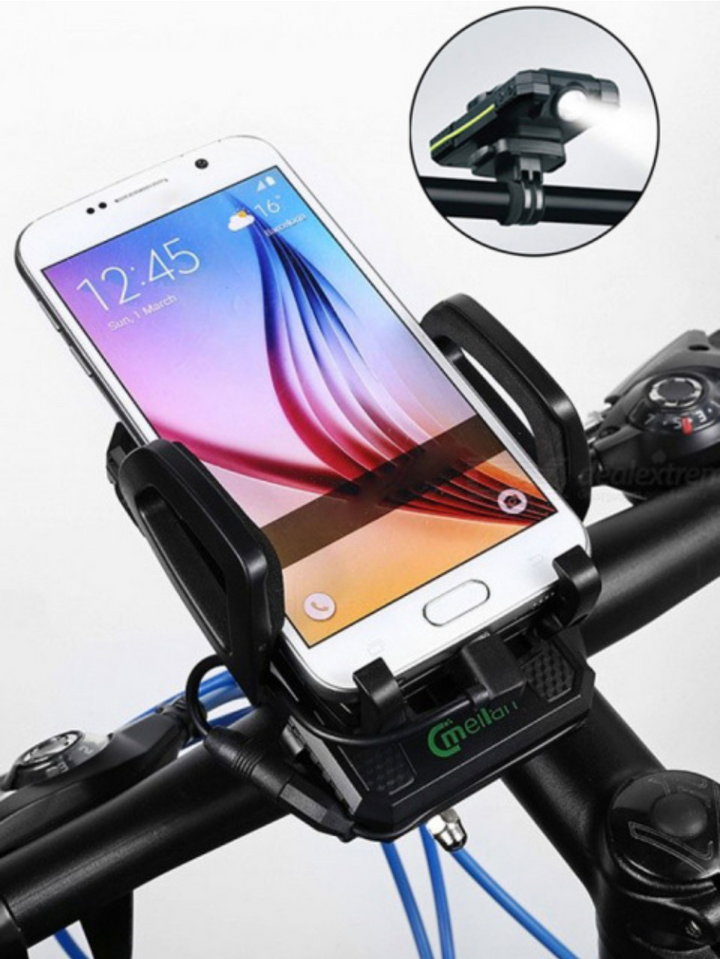 meilan 3 in 1 bike phone mount with power bank and led light